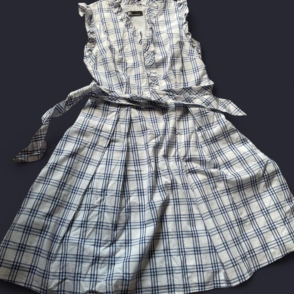 Chetta B Blue and White Plaid women’s medium Dress